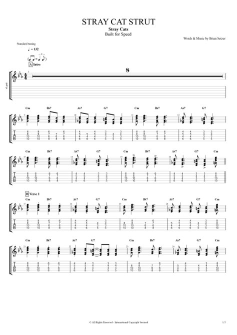 Stray Cat Strut by Stray Cats - Full Score Guitar Pro Tab | mySongBook.com