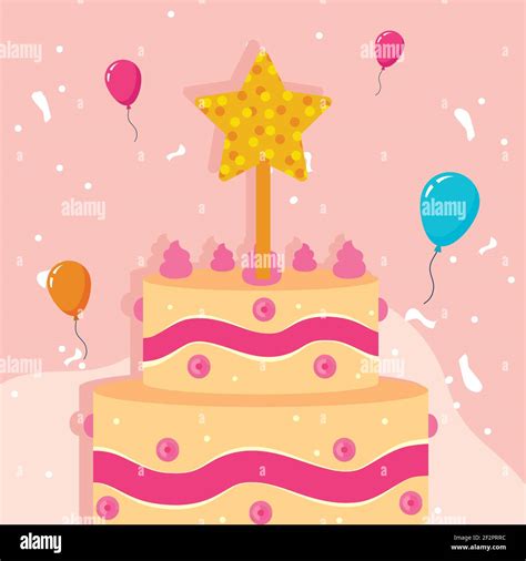 happy birthday cake with star Stock Vector Image & Art - Alamy