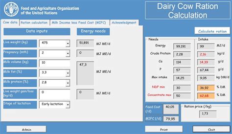 FAO Ration Formulation Tool for dairy cows | Feedipedia