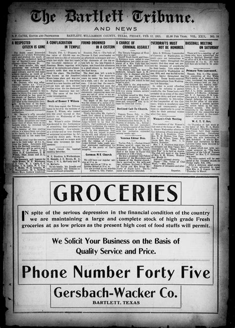 The Bartlett Tribune and News (Bartlett, Tex.), Vol. 29, No. 34, Ed. 1 ...