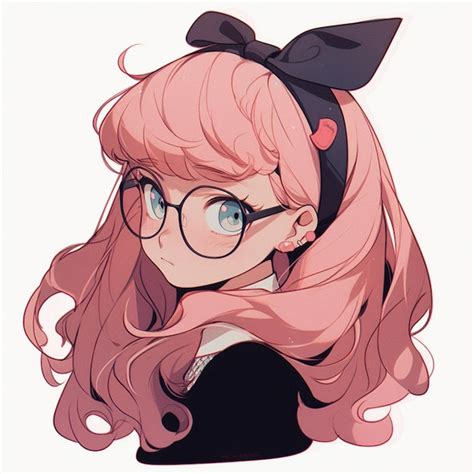 Premium AI Image | anime girl with pink hair and glasses with a bow ...