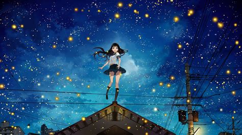 Anime Girl Night Sky Wallpapers - Wallpaper Cave