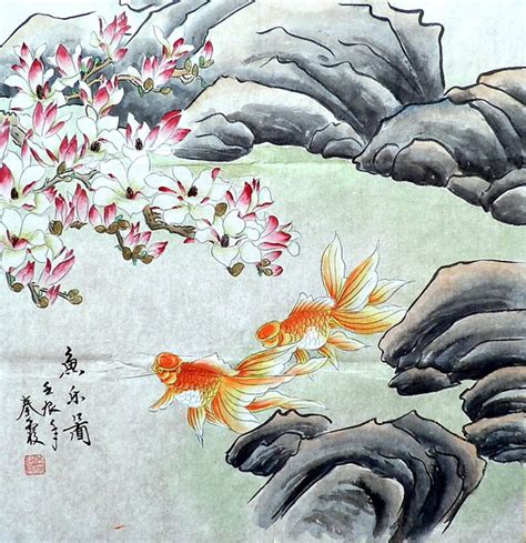 Chinese Goldfish Painting 2703093, 68cm x 68cm(27〃 x 27〃)