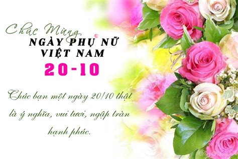 Thiệp chúc mừng 20/10- Ngày Phụ nữ Việt Nam đẹp với hoa hồng