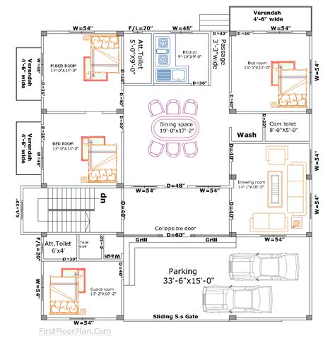 Two Storey House Plan with Balcony - First Floor Plan - House Plans and ...