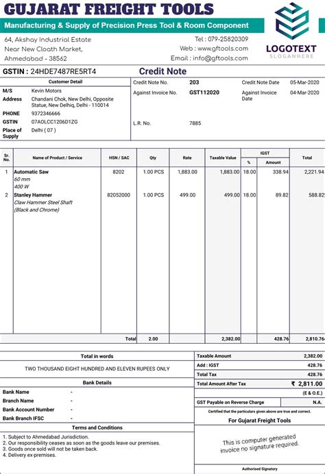 GST Credit Note & Debit Note Format In India - 100% Free GST Billing ...