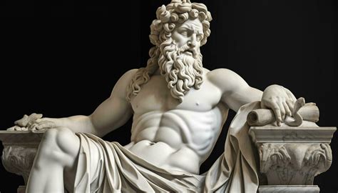 Marble statue of greek god with cornucopia in his hands, generate ai ...