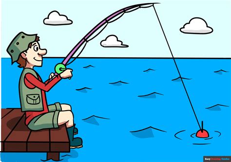 How to Draw a Man Fishing - Really Easy Drawing Tutorial