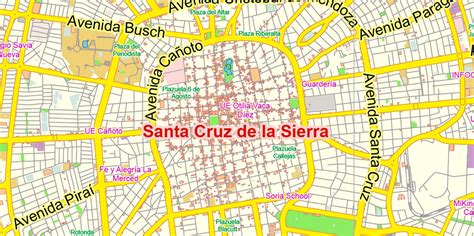 Santa Cruz de la Sierra Bolivia PDF Map Vector Exact City Plan Low ...