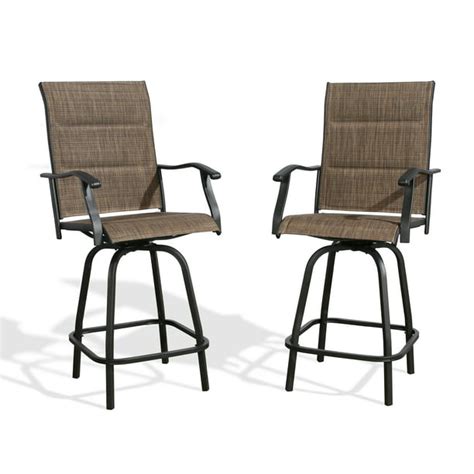 Ulax furniture Outdoor 2-Piece Swivel Bar Stools Height Patio Chairs ...