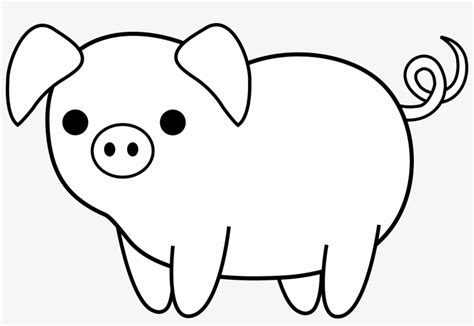 Cute Colorable Piglet - Pig Cartoon Black And White - 5189x3325 PNG ...