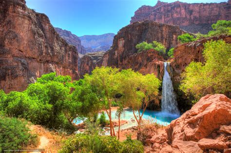 Download wallpaper Havasu Falls, Grand Canyon, Arizona, USA free ...