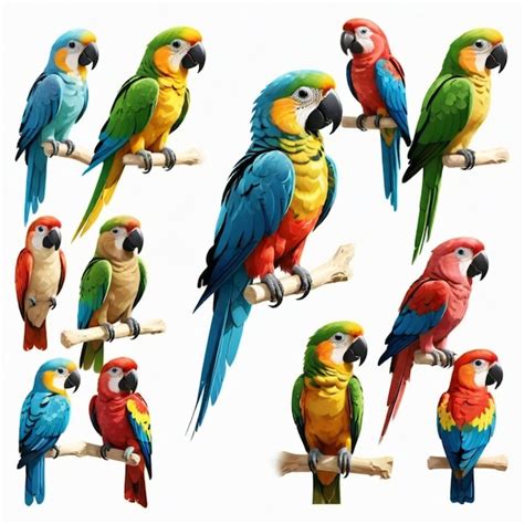 A collection of birds with different colors and sizes | Premium AI ...