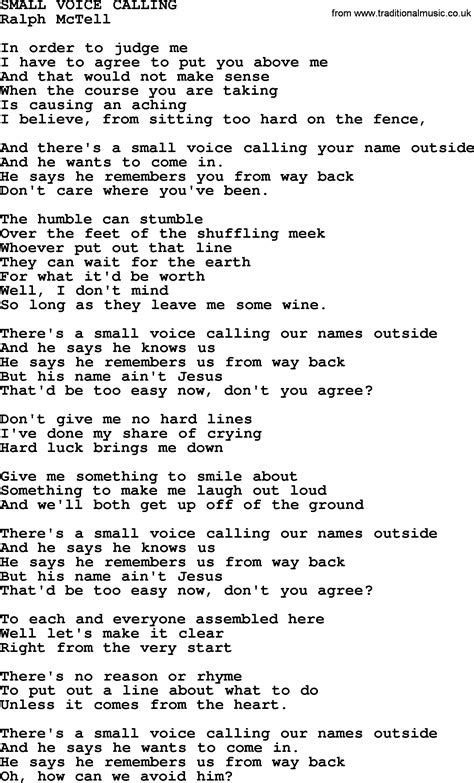 Small Voice Calling.txt - by Ralph McTell lyrics and chords