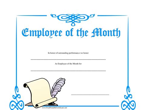 Employee Of The Month Certificate Template