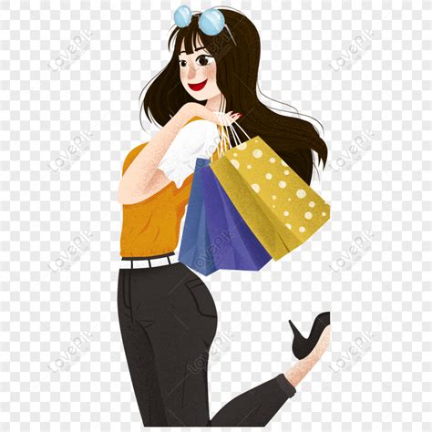 Free Cartoon Fashion Shopping Girl Character Design Free PNG PNG & PSD ...