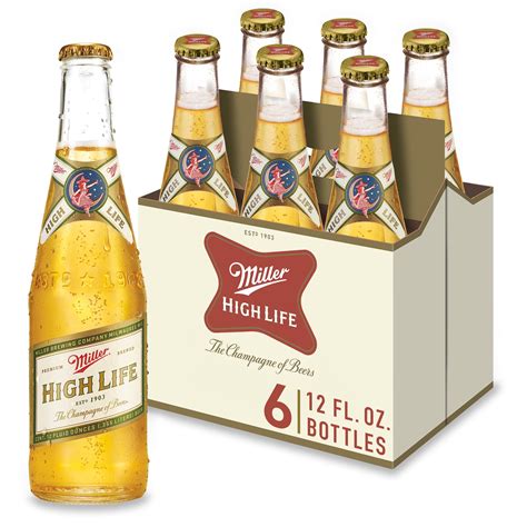 Miller High Life American Lager Beer, 4.6% ABV, 6-pack, 12-oz beer ...