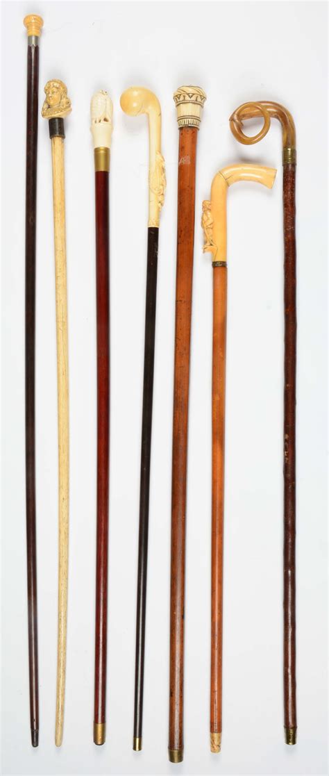 Lot Detail - LOT OF 7: ANTIQUE WALKING STICK CANES.