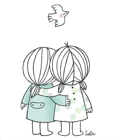 Best Friends | Drawings of friends, Friends illustration, Doodle art