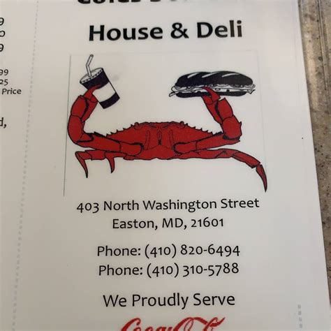 Menu at Cole's Seafood House & Deli restaurant, Easton