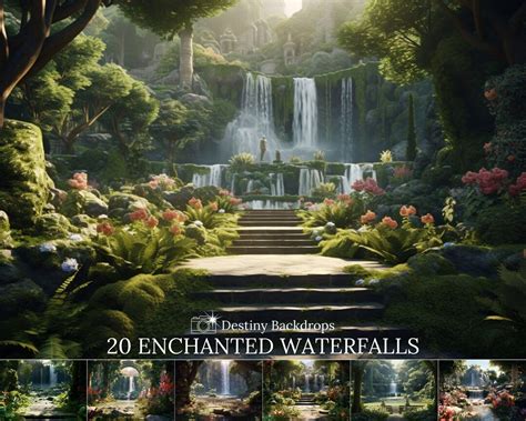 20 Enchanted Waterfall Digital Backdrops Bundle Fantasy Waterfall ...