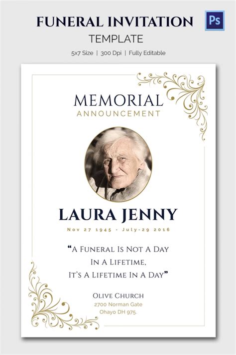 Free Printable Funeral Announcement Template - Printable Templates Free