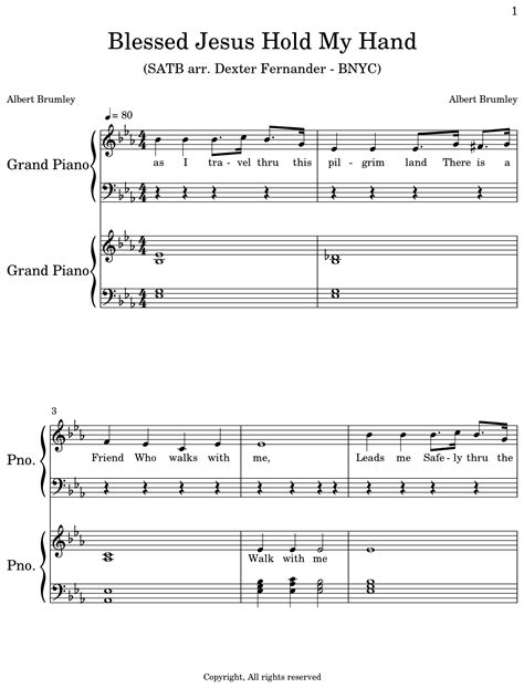 Blessed Jesus Hold My Hand - Sheet music for Piano