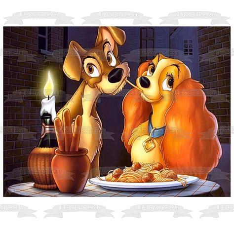 Lady and the Tramp Spaghetti Scene Edible Cake Topper Image ABPID50325 ...