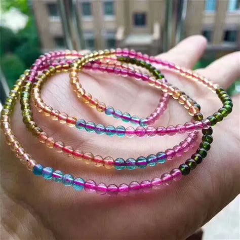 4ROWS Genuine Natural Colorful Crystal Crystal Beads Bracelet AAAA 3 ...