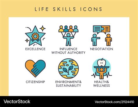 Life skills icons Royalty Free Vector Image - VectorStock