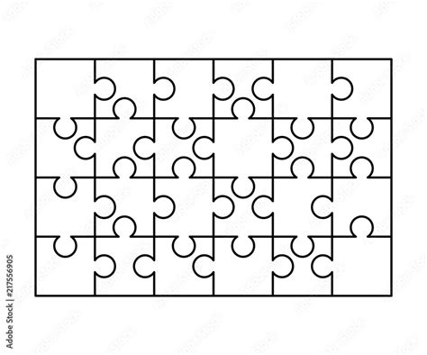 24 white puzzles pieces arranged in a rectangle shape. Jigsaw Puzzle ...