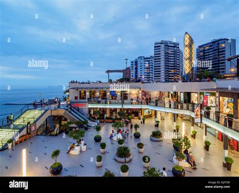 Larcomar Shopping Center at twilight, Miraflores District, Lima, Peru ...