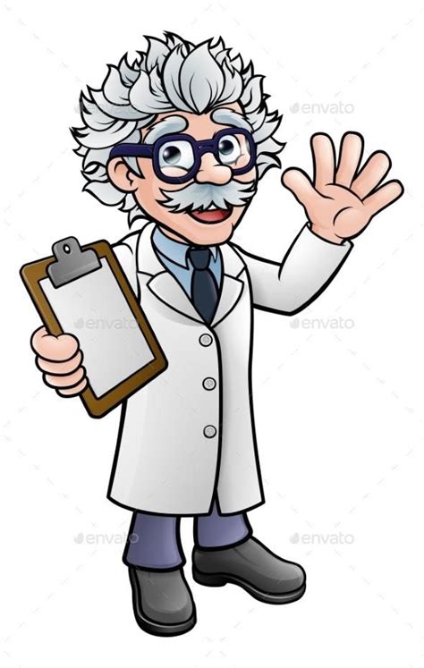 Cartoon Scientist Professor with Clipboard | Scientist cartoon, Cartoon ...