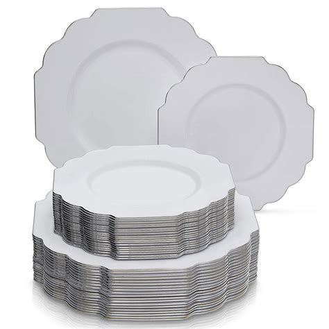 Elegant Disposable Plastic Dinnerware Set | 120 Dinner Plates and 120 ...