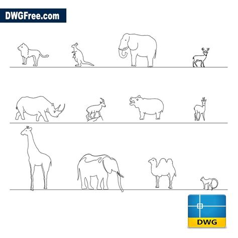 Wild animals DWG - Download Autocad Blocks Model.