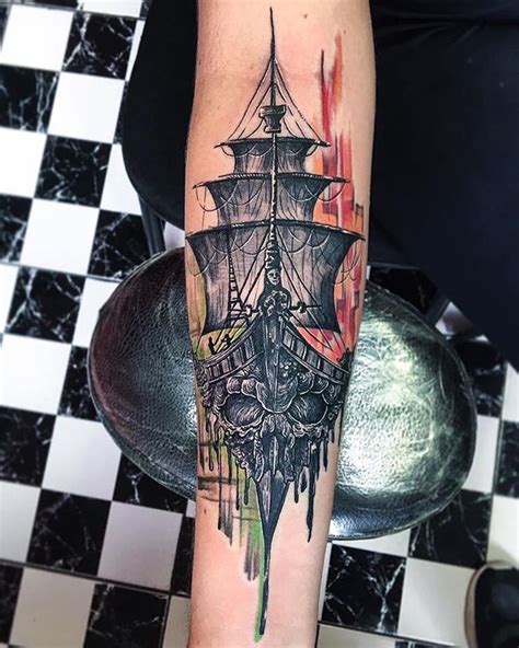 95+ Best Pirate Ship Tattoo Designs Meanings (2019) - tatto-inspirations