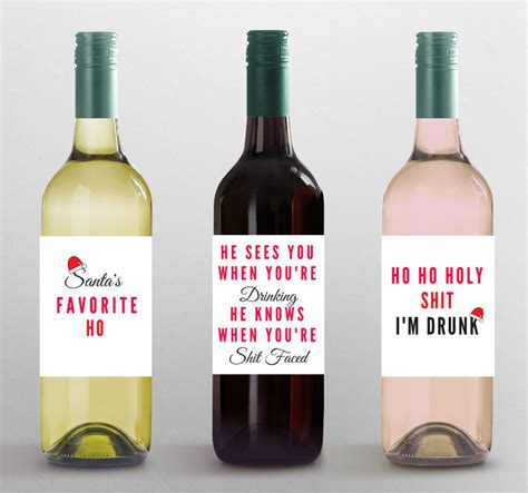 FUNNY CHRISTMAS WINE labels Christmas wine glass labels | Etsy