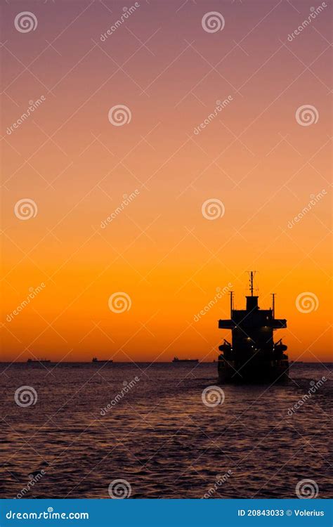 Ferry at sunset stock image. Image of horizont, orange - 20843033