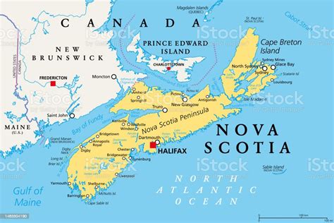 Nova Scotia Maritime And Atlantic Province Of Canada Political Map ...