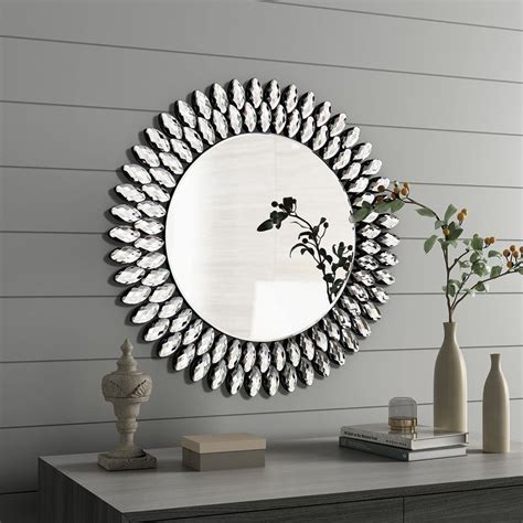 YOAYO Decorative Round Wall Mirrors - Jeweled Accent Mirror for Wall ...