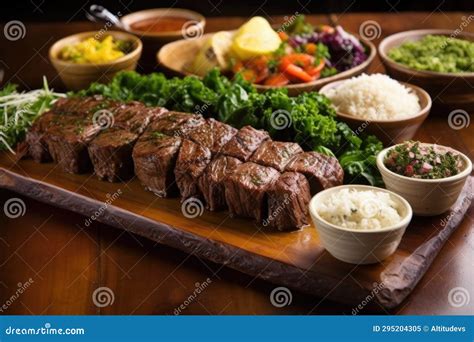 Brazilian Churrasco Spread with Traditional Sides Stock Image - Image ...