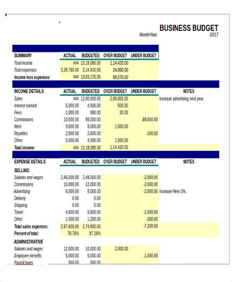 Budgeting Template Excel – bonus