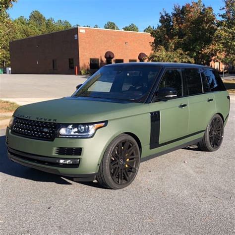 Range Rover wrapped in Matte Military Green vinyl