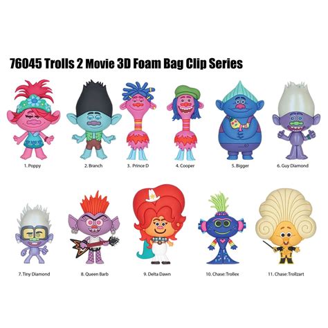 Trolls World Tour Figural Bag Clip 6-Pack