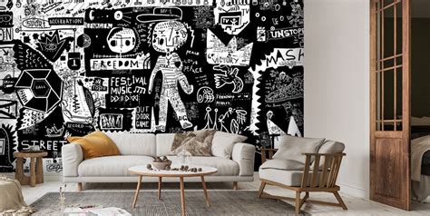 Graffiti - Black and White Wallpaper | Wallsauce CA