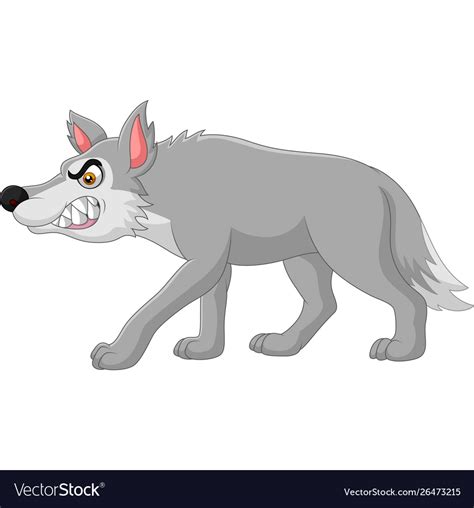 Cartoon angry wolf isolated on white background Vector Image