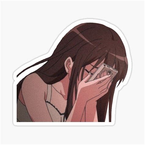 "Sad Crying Anime Girl 90s Anime Aesthetic" Sticker for Sale by ...