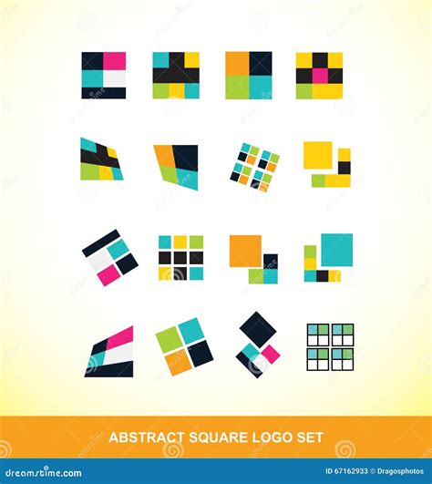 Abstract Square Logo Icon Set Stock Vector - Illustration of square ...