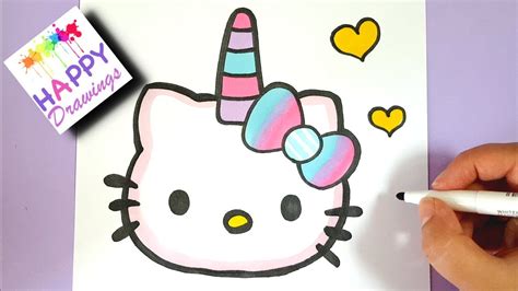 HOW TO DRAW CUTE UNICORN HELLO KITTY EMOJI EASY - YouTube