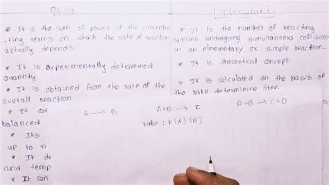 Molecularity// Order//Difference between molecularity and order of a ...